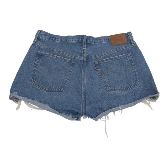 Levis Premium Women Distressed Button Fly High-Waisted Denim Short SZ W34 Cotton - Picture 9 of 12